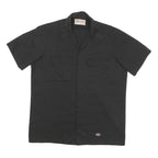 DICKIES Mens Black Work Shirt L Cotton Blend Short Sleeve Button-Up