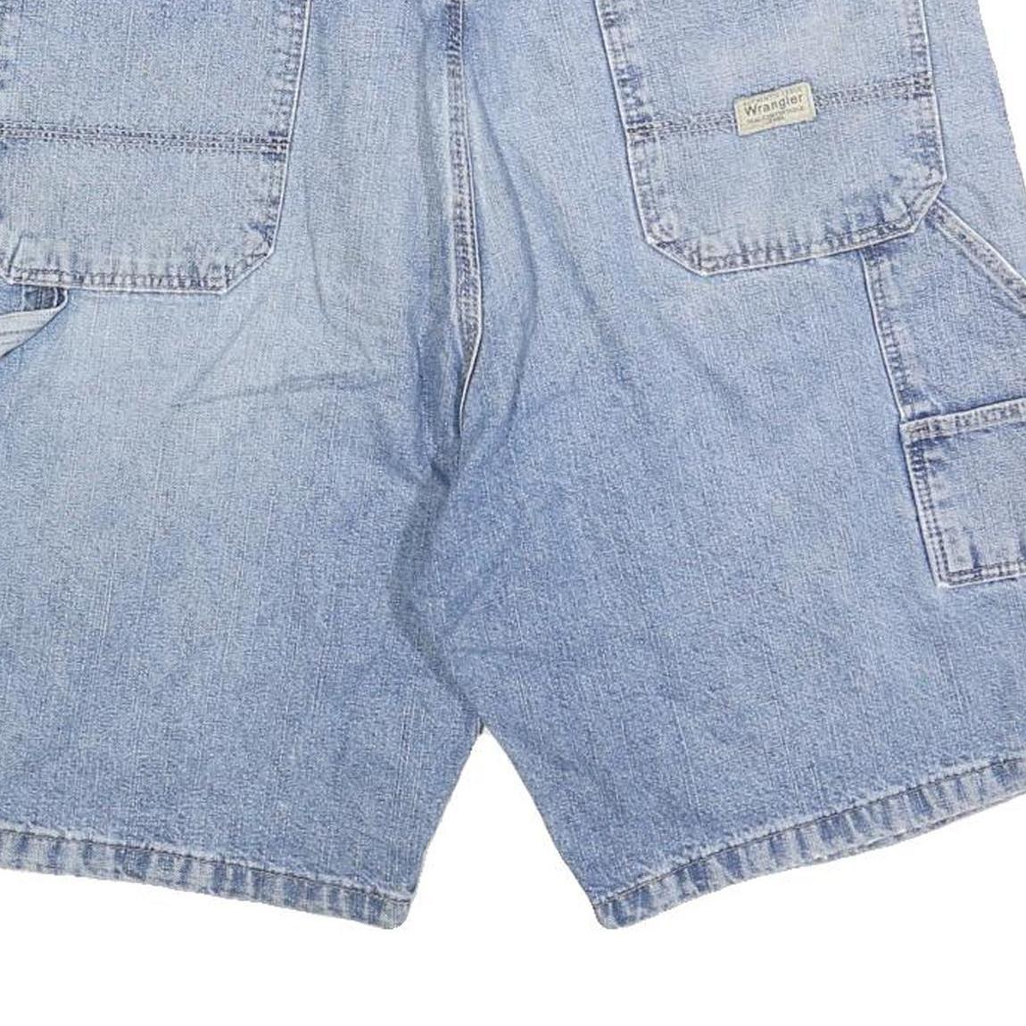 WRANGLER Mens Denim Blue Casual Cotton Shorts L W36 Utility Workwear