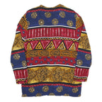 CLIO Womens Blue & Red Printed Button Shirt M Rayon Long Sleeve V-Neck