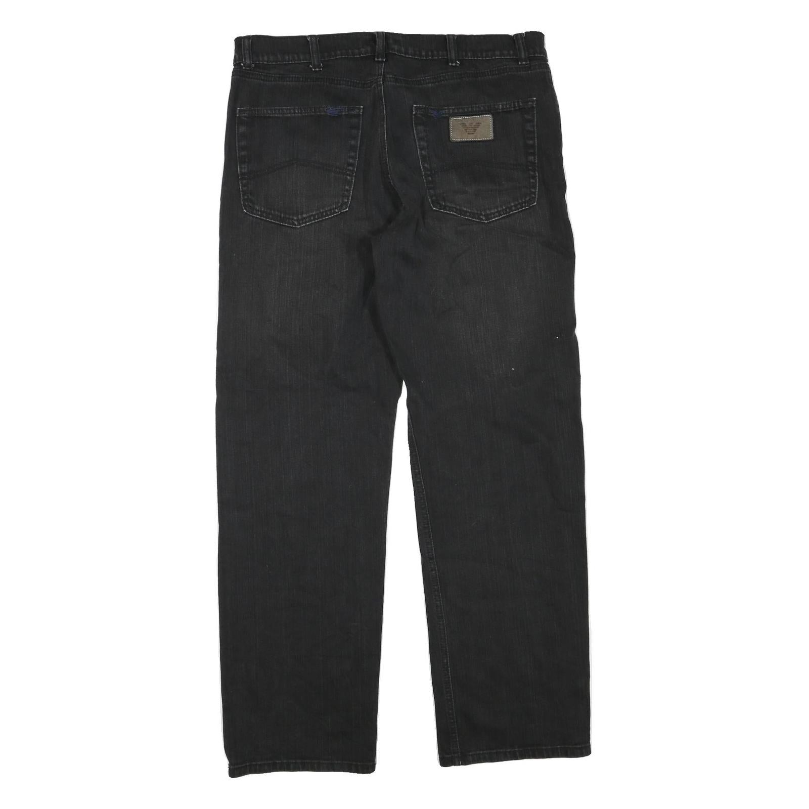 ARMANI JEANS Womens Black Regular Straight Denim W36 L30 Zip Cotton Blend