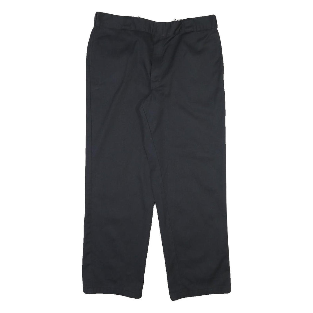 DICKIES Mens Black Regular Fit Straight Leg Trousers Cotton Blend W38 L30