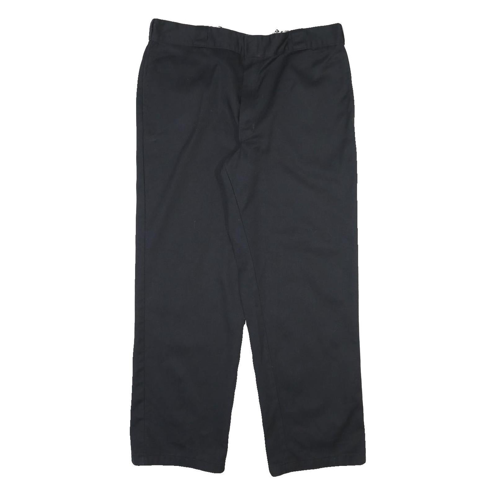 DICKIES Mens Black Regular Fit Straight Leg Trousers Cotton Blend W38 L30