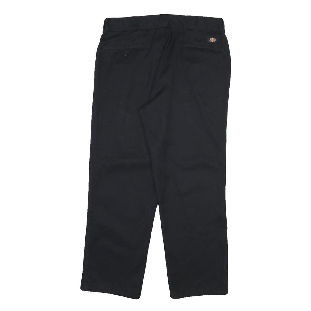 DICKIES Mens Black Regular Fit Straight Leg Trousers Cotton Blend W38 L30