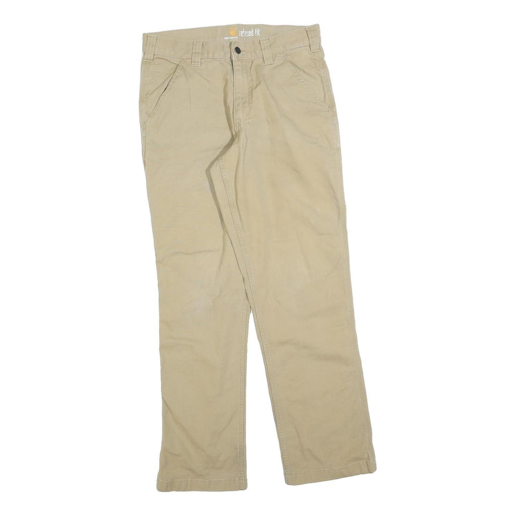 CARHARTT Mens Cotton Blend Beige Relaxed Straight Trousers W31 L32 Workwear