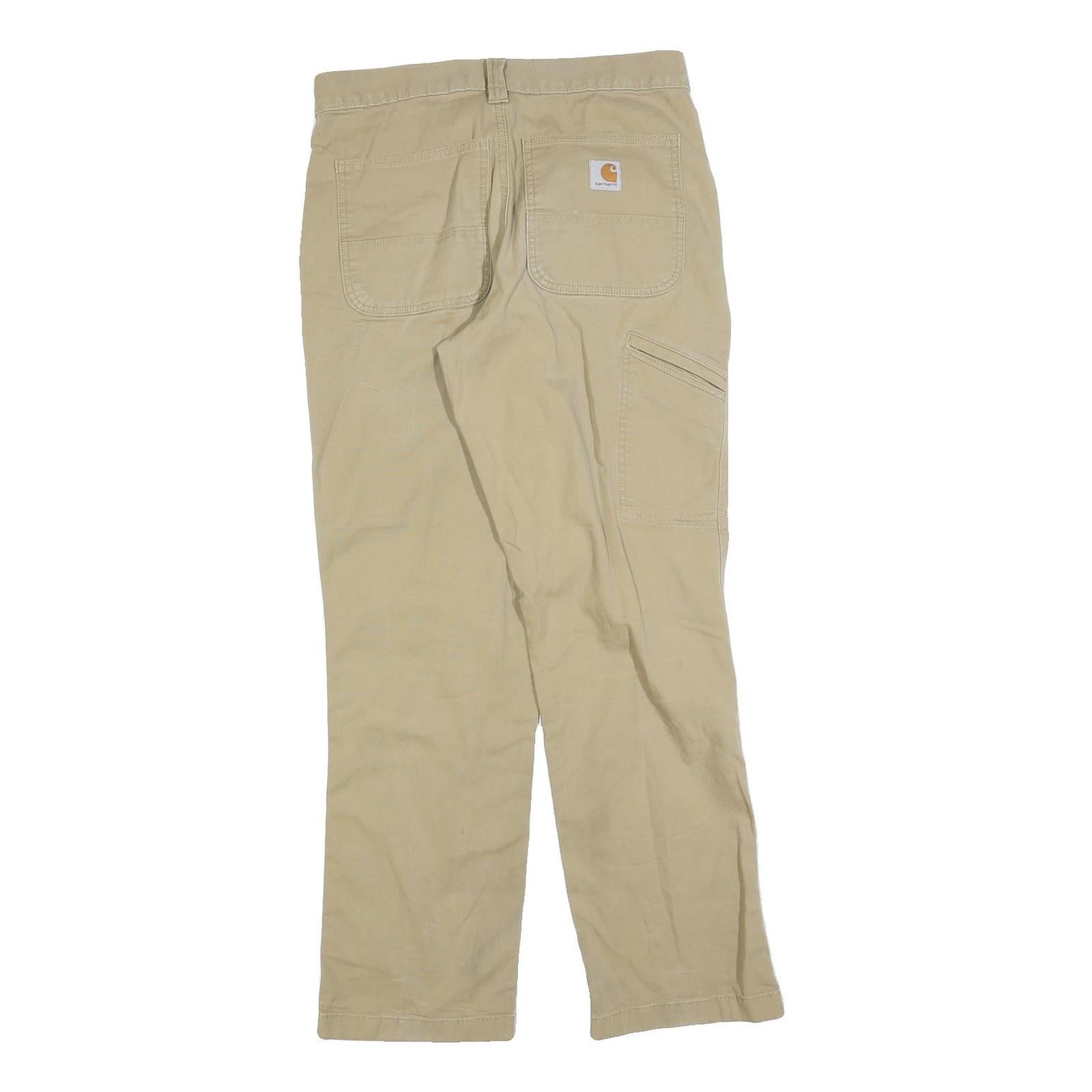 CARHARTT Mens Cotton Blend Beige Relaxed Straight Trousers W31 L32 Workwear