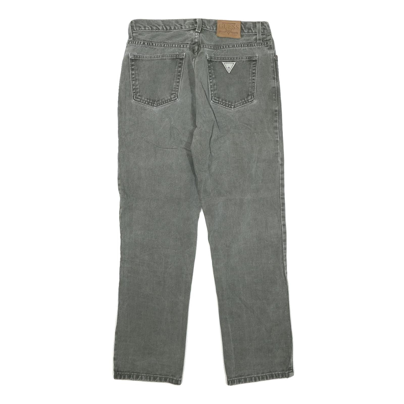 GUESS Womens Regular Fit Grey Denim Jeans W30 L29 Cotton Blend Zip Casual