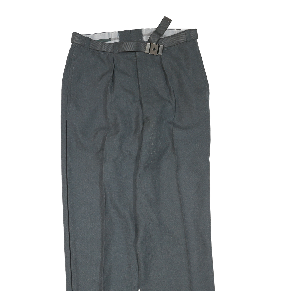 Mens Grey Wool Blend Regular Fit Trousers W32 L32 Classic Zip Closure Formal
