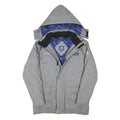 NFL Mens Grey Polyester Blend Zip Jacket L Plain Hooded Super Bowl XLVIII