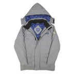 NFL Mens Grey Polyester Blend Zip Jacket L Plain Hooded Super Bowl XLVIII