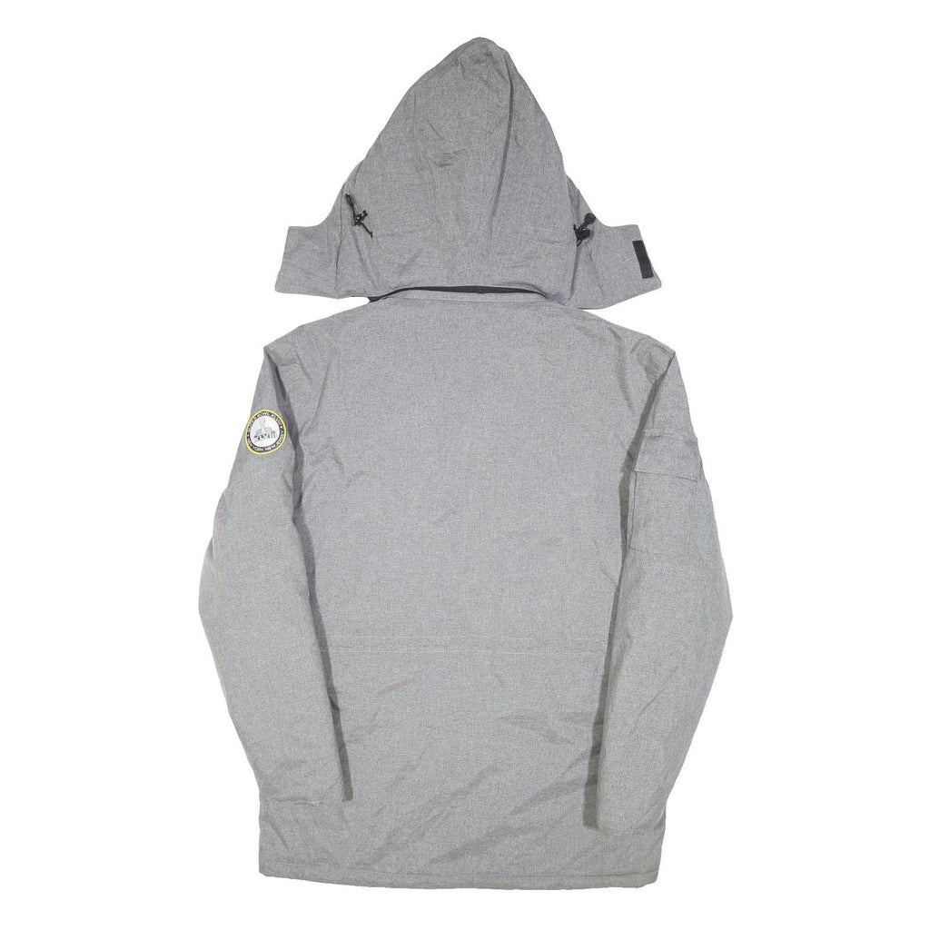 NFL Mens Grey Polyester Blend Zip Jacket L Plain Hooded Super Bowl XLVIII