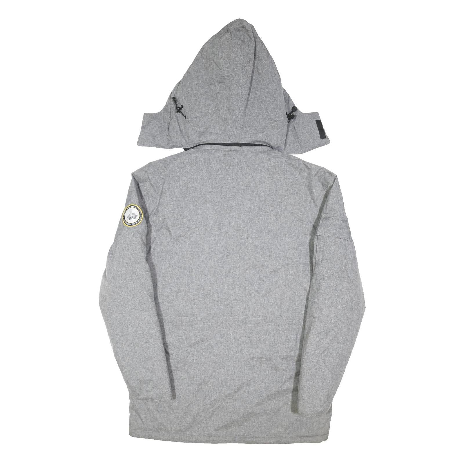 NFL Mens Grey Polyester Blend Zip Jacket L Plain Hooded Super Bowl XLVIII