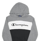 CHAMPION Mens Grey & Black Colourblock Hoodie S Cotton Blend Pullover Casual