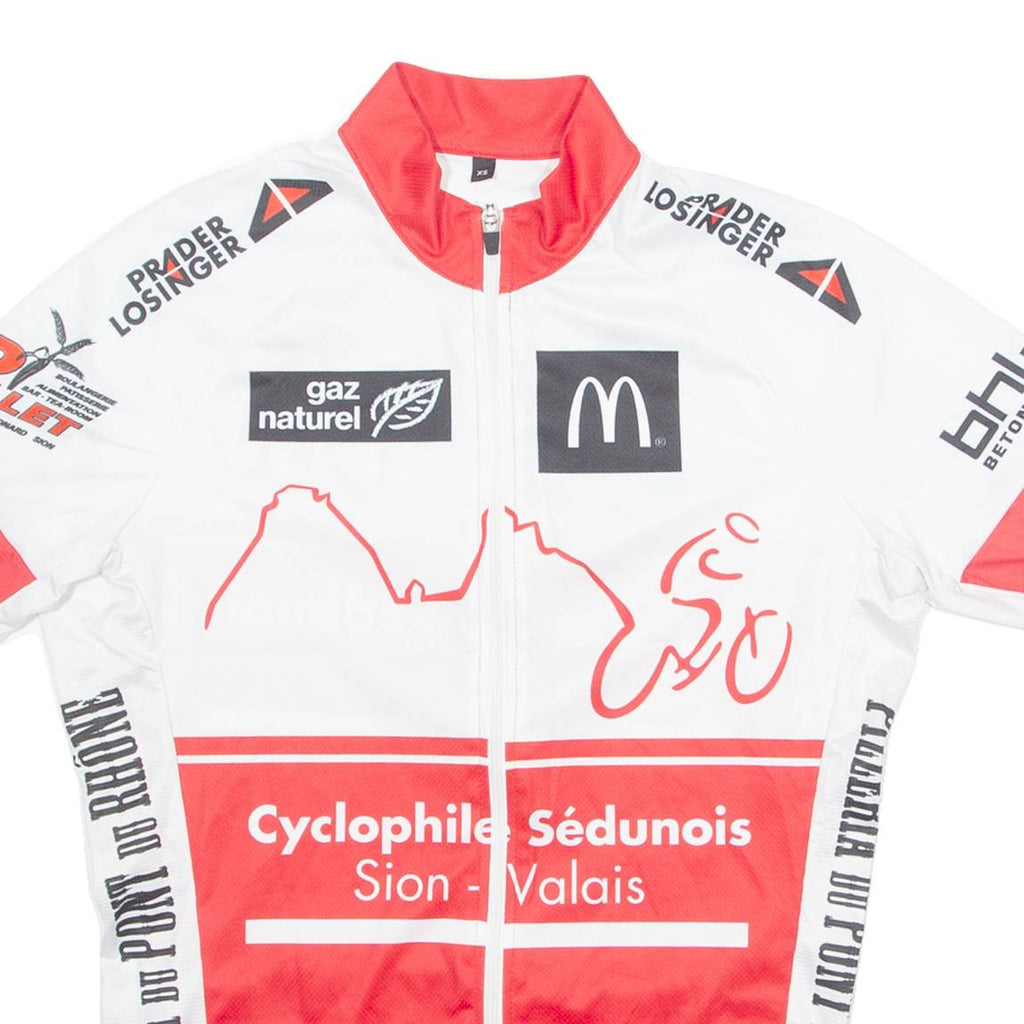 GS BIKE Cycling Mens Jersey White 1/4 Zip XS