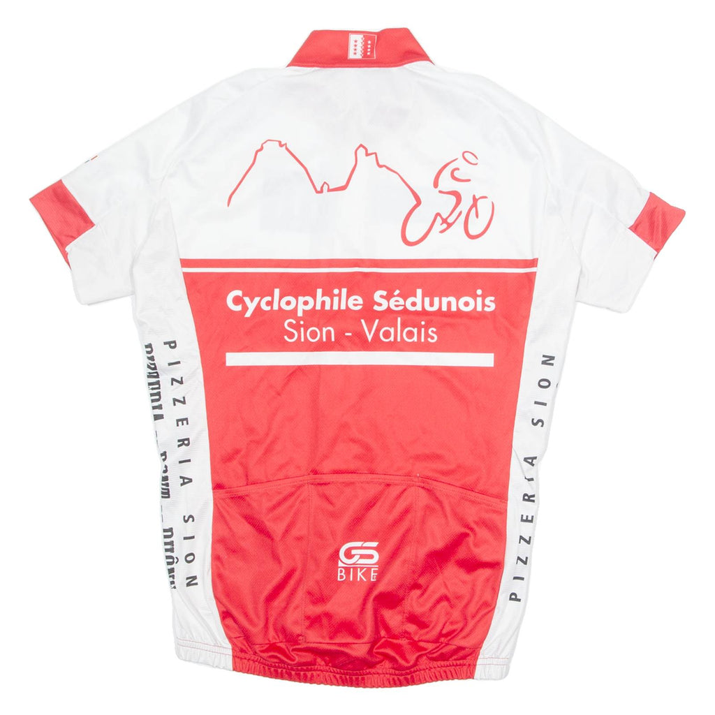 GS BIKE Cycling Mens Jersey White 1/4 Zip XS