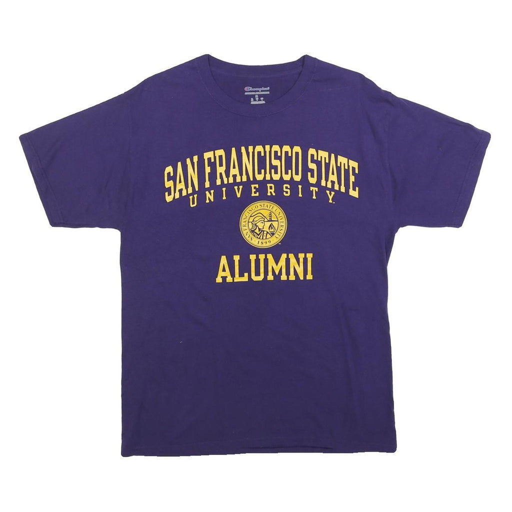 CHAMPION Mens Blue San Francisco State University Alumni Graphic T-Shirt M Short