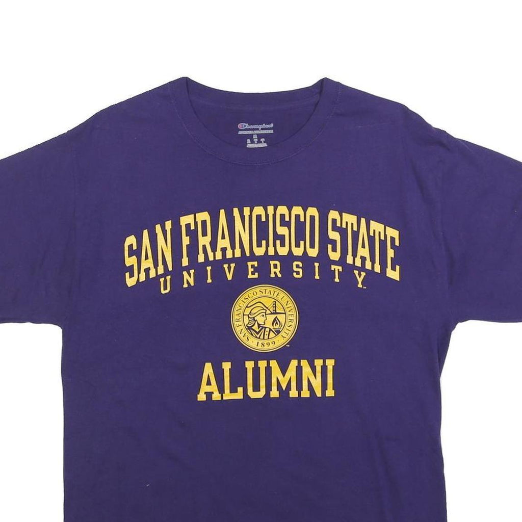 CHAMPION Mens Blue San Francisco State University Alumni Graphic T-Shirt M Short