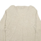 PLEASE Womens Beige Plain V-Neck Basic Knit Jumper Size UK 16 Wool Blend Pocket
