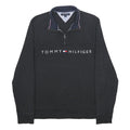 TOMMY HILFIGER Mens Black Half Zip Sweatshirt M Cotton Blend Casual Pullover