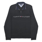 TOMMY HILFIGER Mens Black Half Zip Sweatshirt M Cotton Blend Casual Pullover