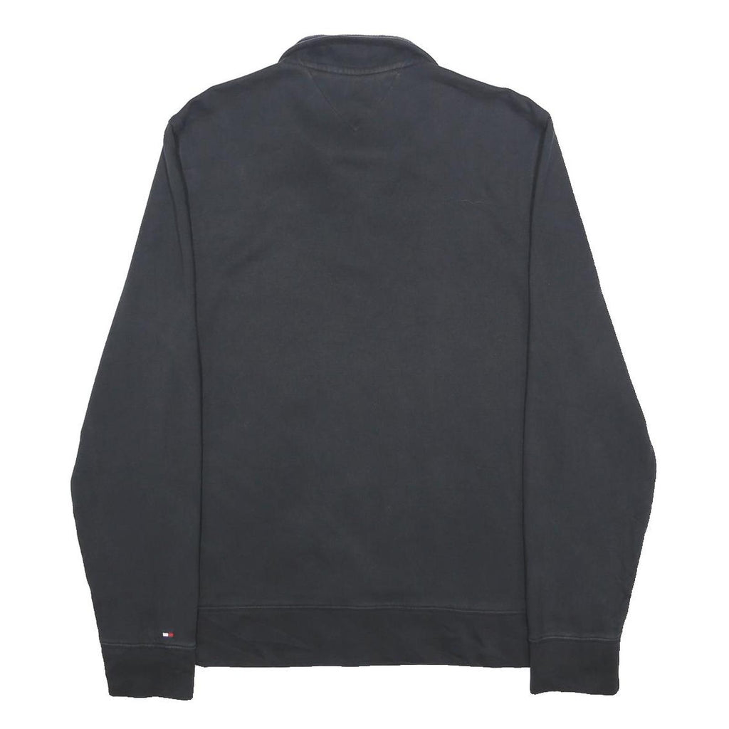 TOMMY HILFIGER Mens Black Half Zip Sweatshirt M Cotton Blend Casual Pullover
