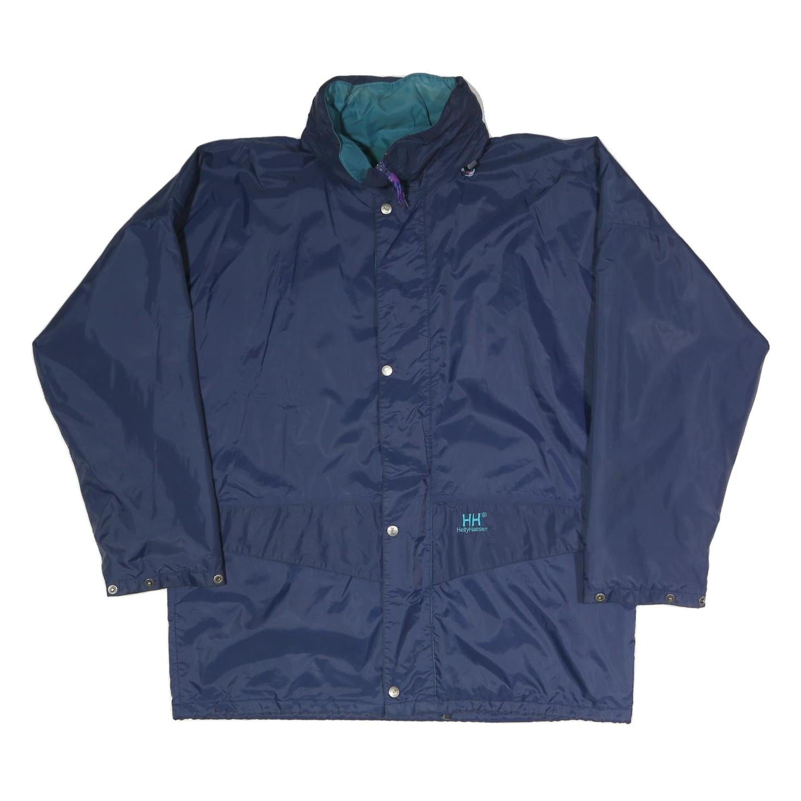 HELLY HANSEN Mens Navy Blue Jacket XL Polyester Blend Plain Water Resistant Zip