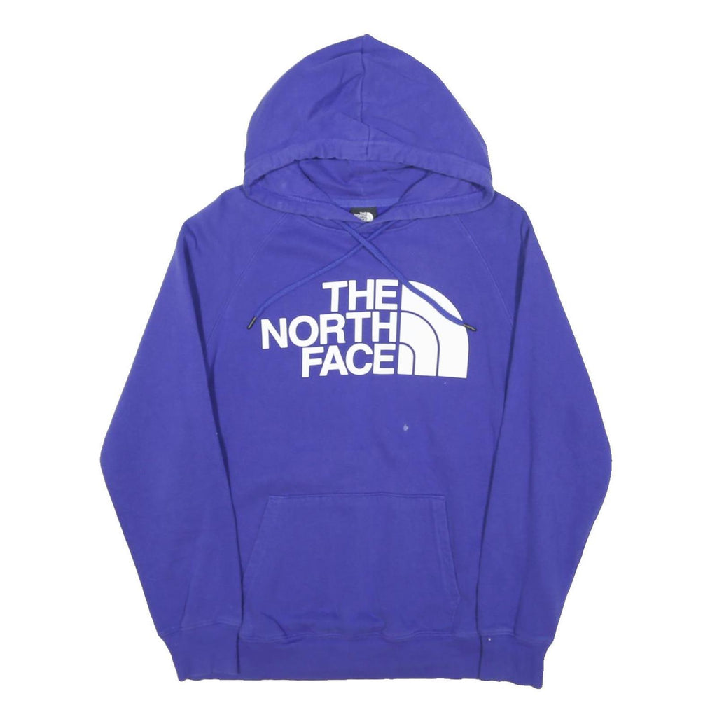 THE NORTH FACE Womens Blue Hoodie M Cotton Blend Logo Print Pullover