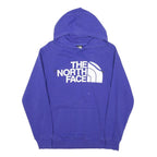 THE NORTH FACE Womens Blue Hoodie M Cotton Blend Logo Print Pullover