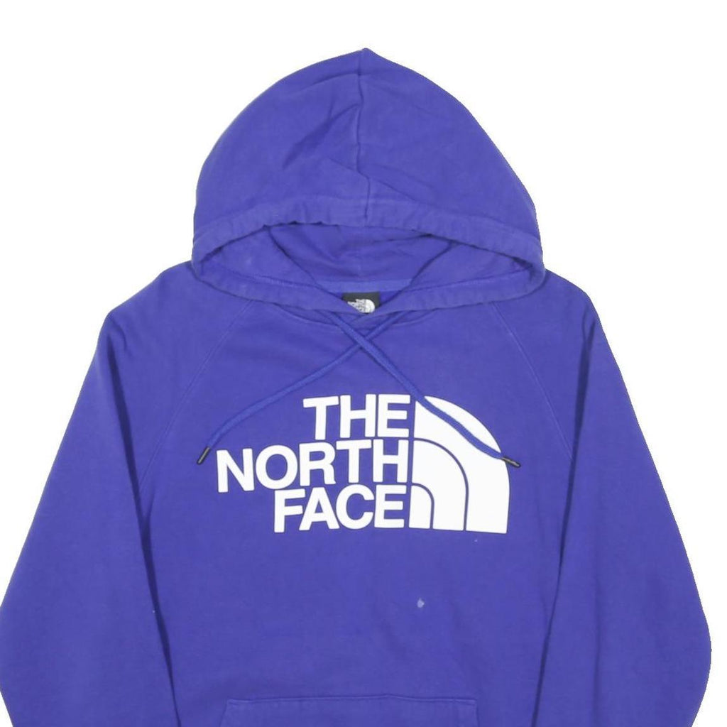 THE NORTH FACE Womens Blue Hoodie M Cotton Blend Logo Print Pullover
