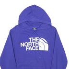 THE NORTH FACE Womens Blue Hoodie M Cotton Blend Logo Print Pullover