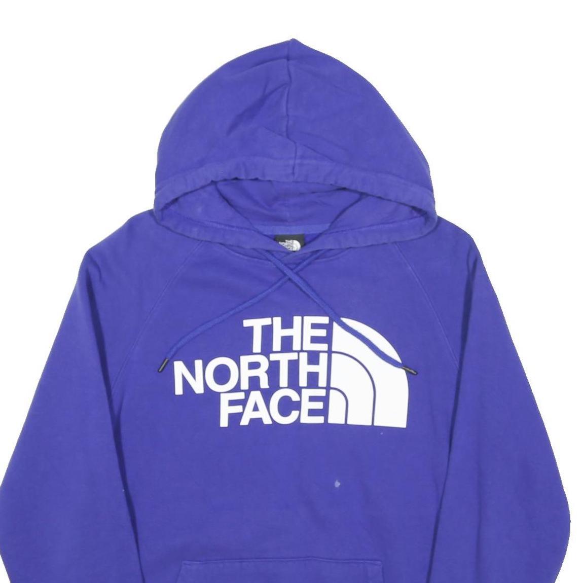 THE NORTH FACE Womens Blue Hoodie M Cotton Blend Logo Print Pullover