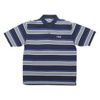 FILA Mens Blue & White Striped Polo Shirt XL Polyester Blend Casual Wear