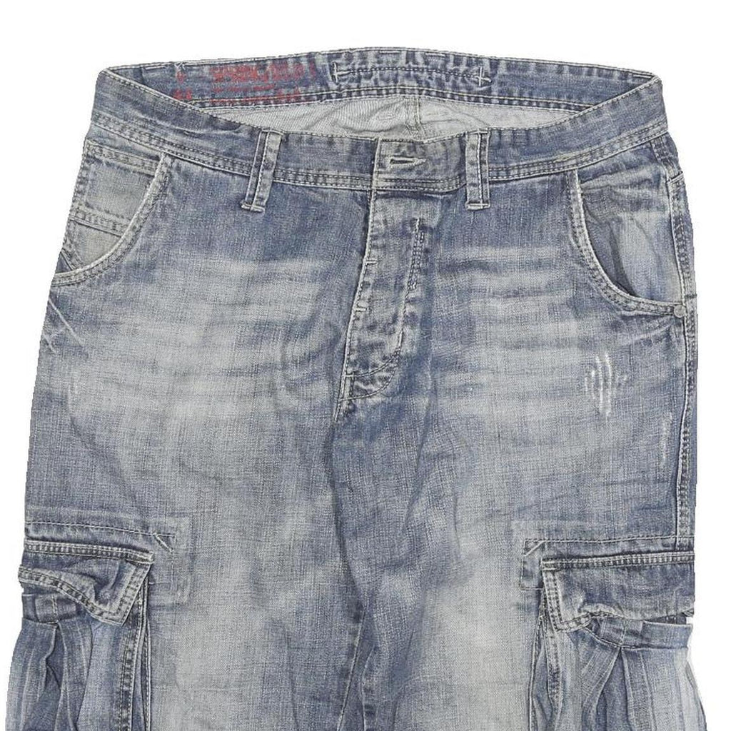 SPRINGFIELD Mens Cargo Blue XL W32 Cotton Blend Casual Shorts