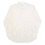 KUF Mens White & Cream Striped Classic Cotton Blend Shirt L Formal Long Sleeve