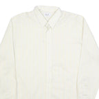 KUF Mens White & Cream Striped Classic Cotton Blend Shirt L Formal Long Sleeve