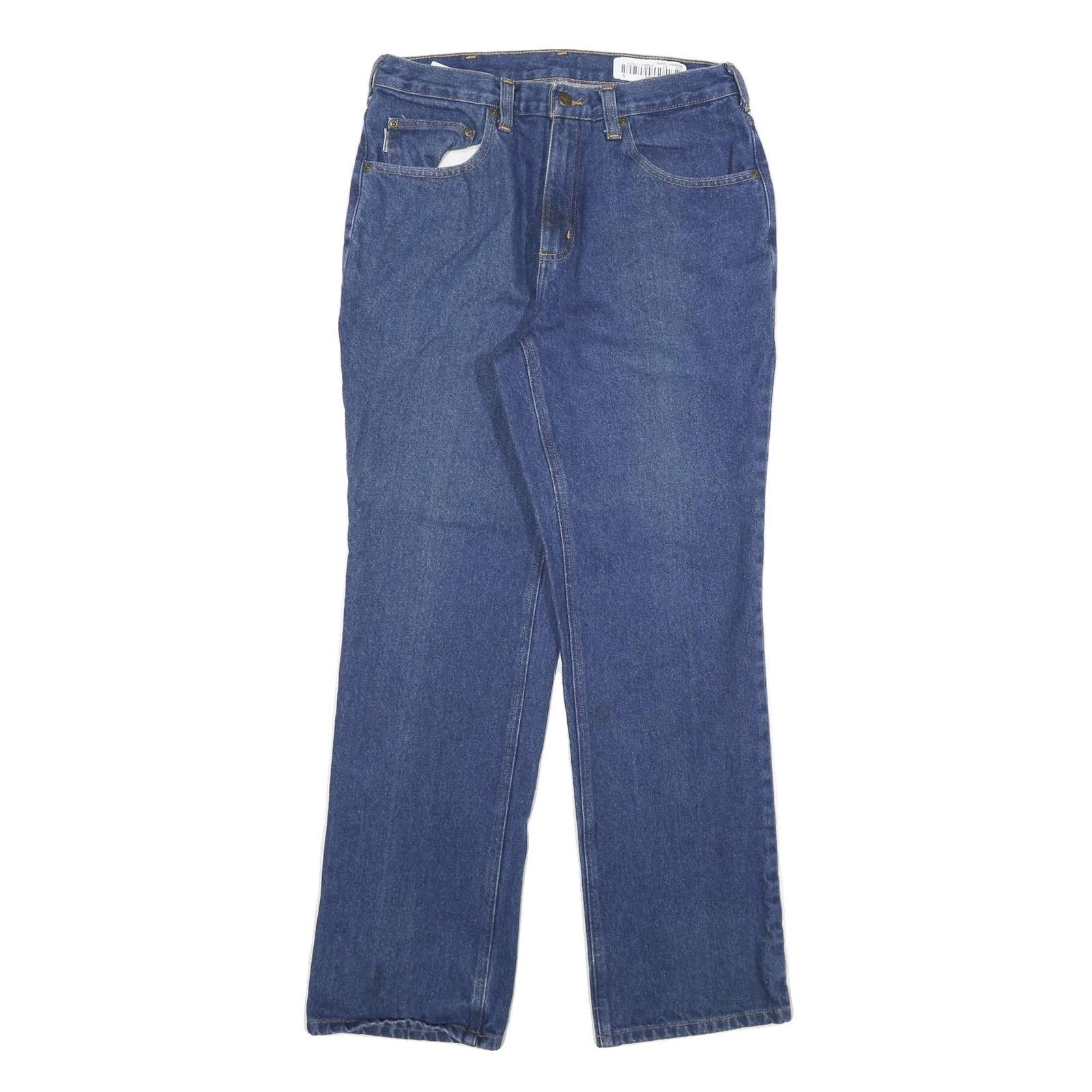 CARHARTT Womens Relaxed Blue Denim Jeans W32 L32 Classic Cotton Blend Zip