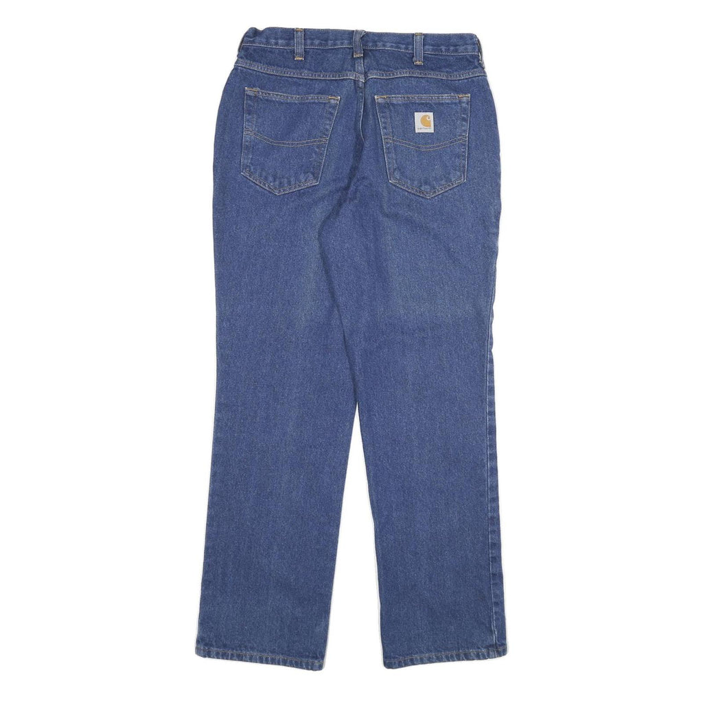 CARHARTT Womens Relaxed Blue Denim Jeans W32 L32 Classic Cotton Blend Zip