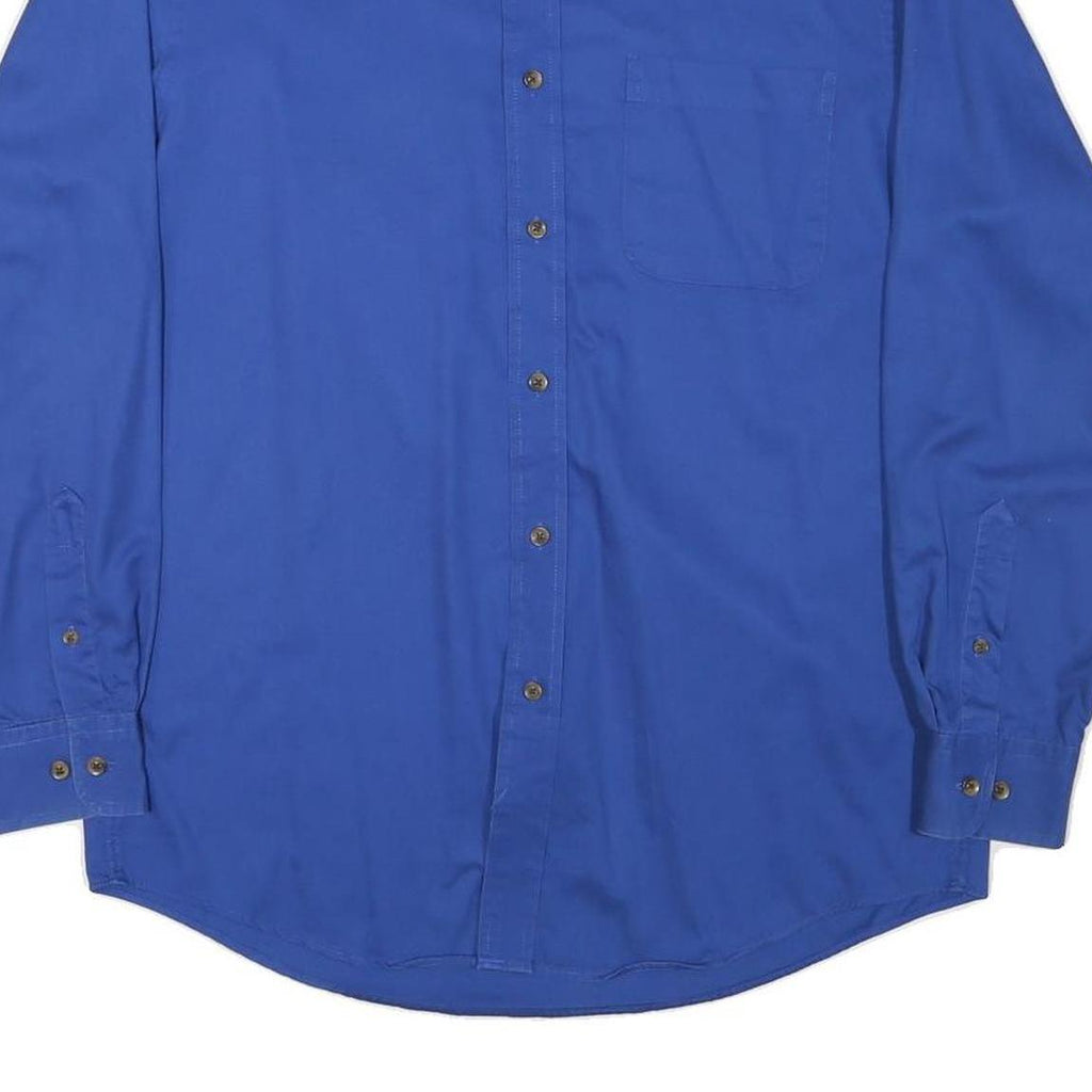 SADDLEBRED Mens Blue Work Shirt M GWRRA Logo Button Collar Long Sleeve Cotton