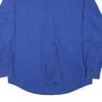 SADDLEBRED Mens Blue Work Shirt M GWRRA Logo Button Collar Long Sleeve Cotton