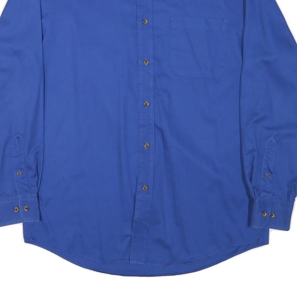 SADDLEBRED Mens Blue Work Shirt M GWRRA Logo Button Collar Long Sleeve Cotton
