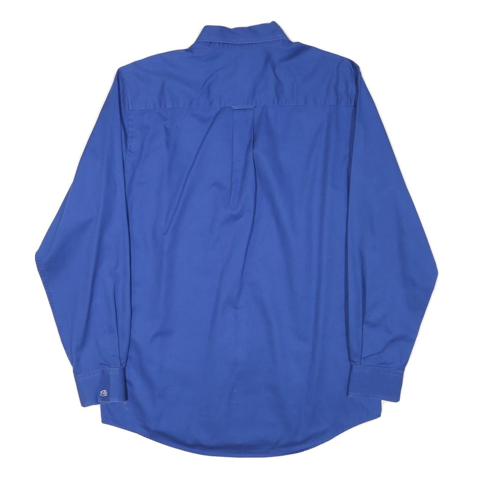 SADDLEBRED Mens Blue Work Shirt M GWRRA Logo Button Collar Long Sleeve Cotton