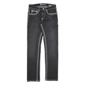 Black Womens Slim Fit Denim Jeans W30 L32 Contrast Stitching Zip Closure