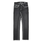 Black Womens Slim Fit Denim Jeans W30 L32 Contrast Stitching Zip Closure