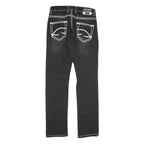 Black Womens Slim Fit Denim Jeans W30 L32 Contrast Stitching Zip Closure