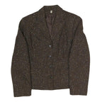 Womens Brown Polyester Blend Button Jacket UK 16 Tweed Classic Workwear