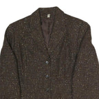 Womens Brown Polyester Blend Button Jacket UK 16 Tweed Classic Workwear