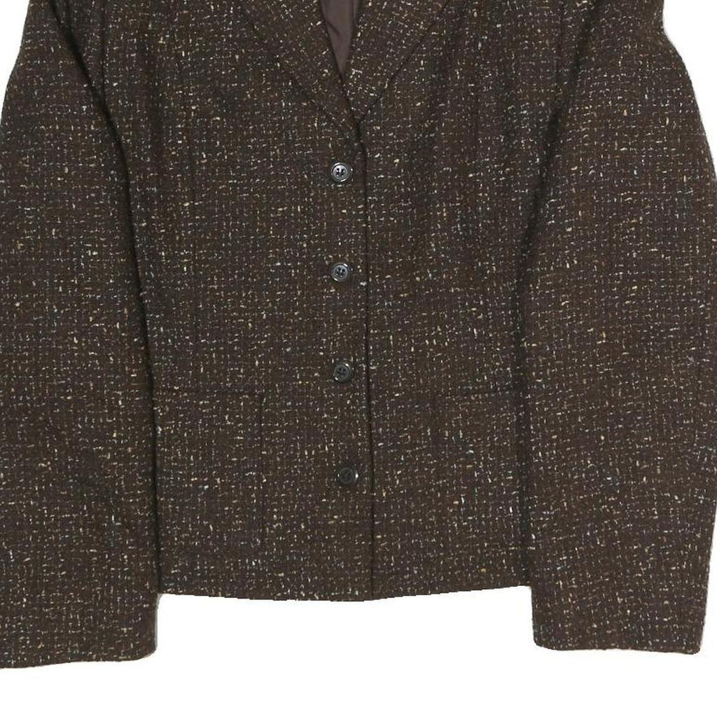 Womens Brown Polyester Blend Button Jacket UK 16 Tweed Classic Workwear