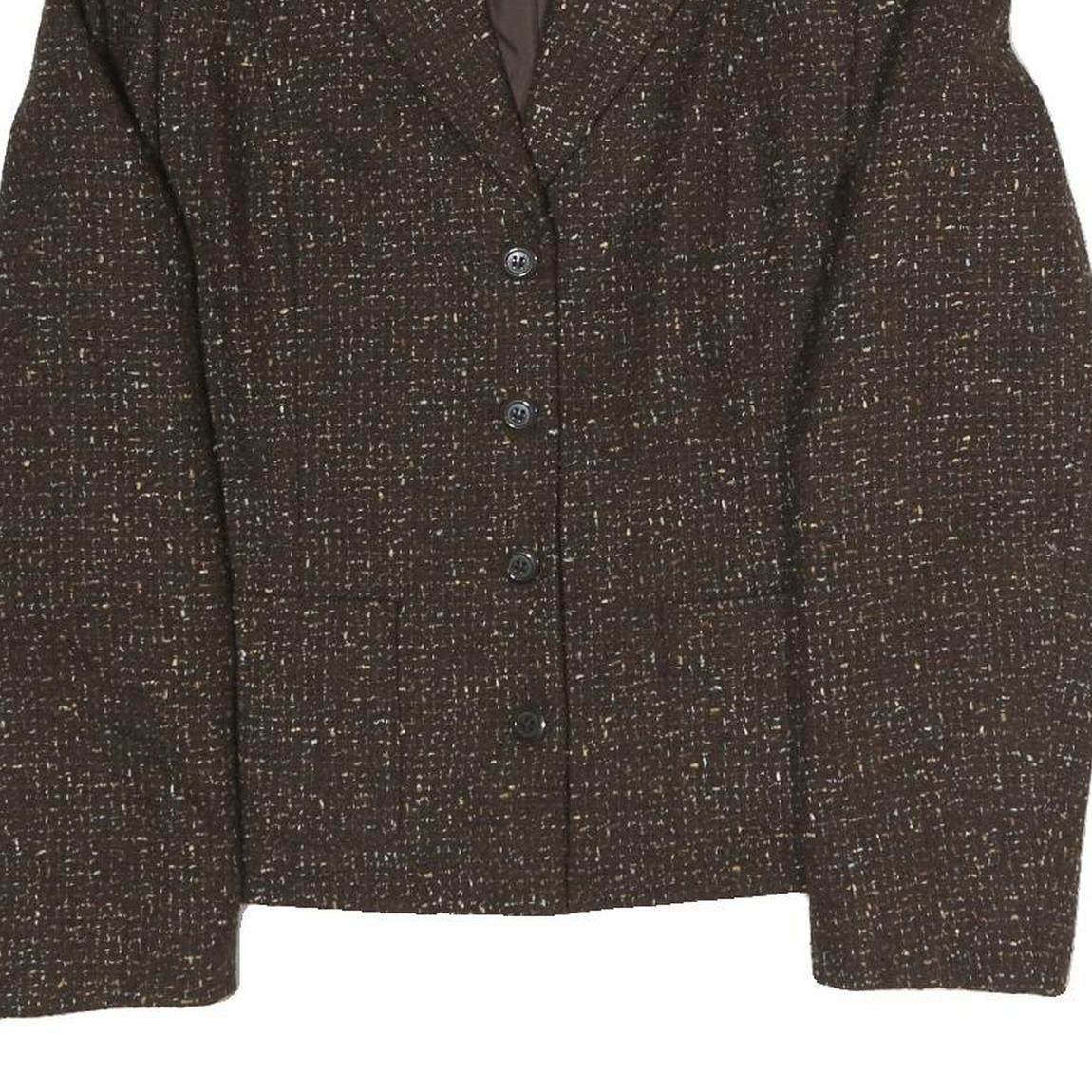 Womens Brown Polyester Blend Button Jacket UK 16 Tweed Classic Workwear