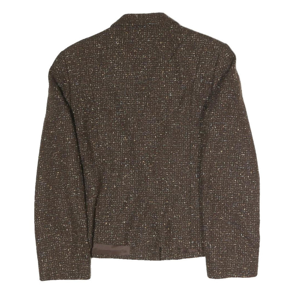 Womens Brown Polyester Blend Button Jacket UK 16 Tweed Classic Workwear