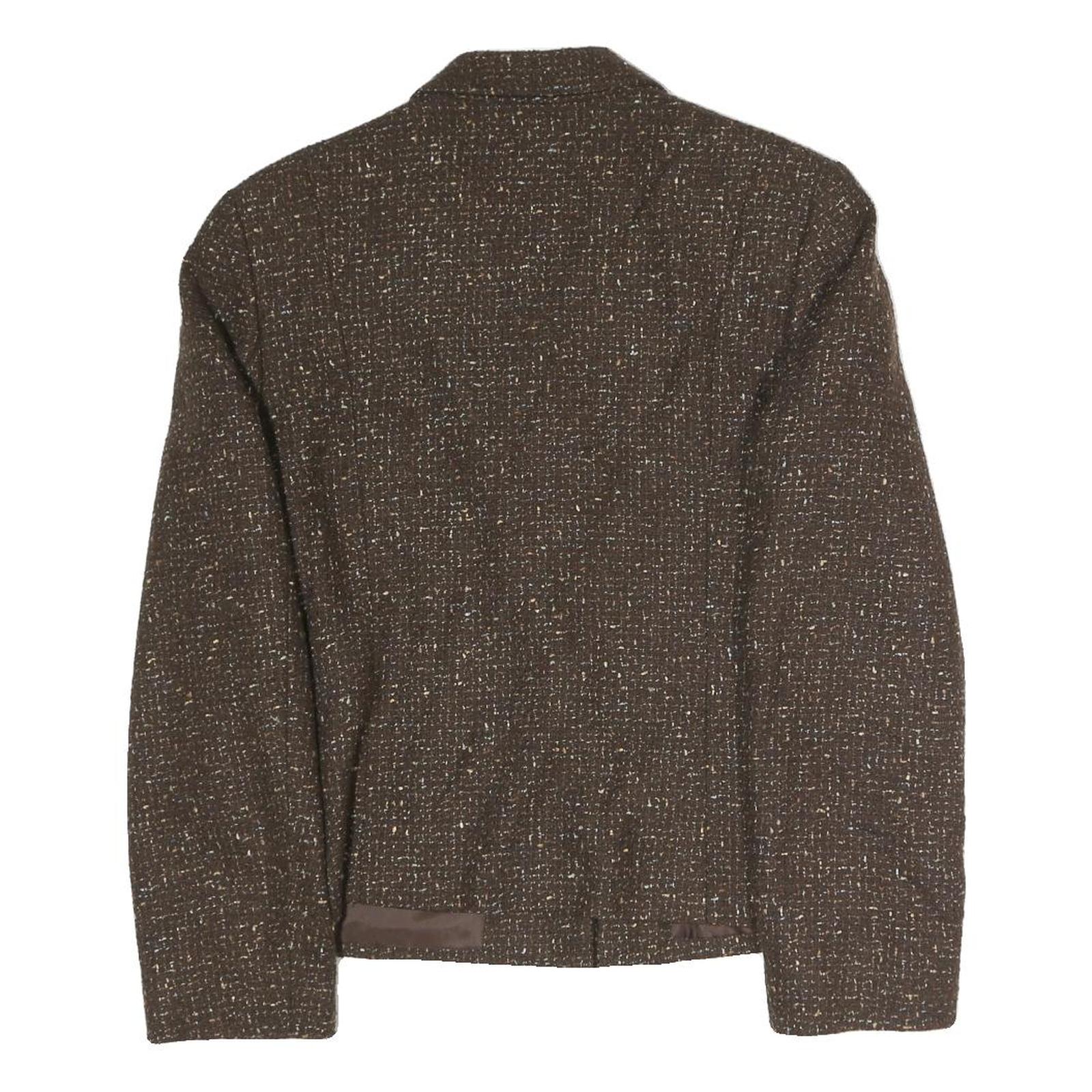 Womens Brown Polyester Blend Button Jacket UK 16 Tweed Classic Workwear