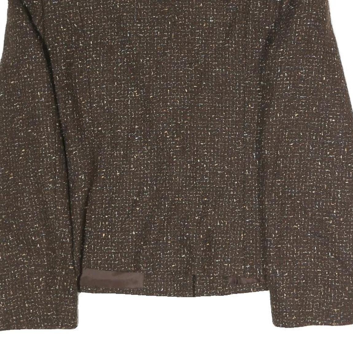 Womens Brown Polyester Blend Button Jacket UK 16 Tweed Classic Workwear